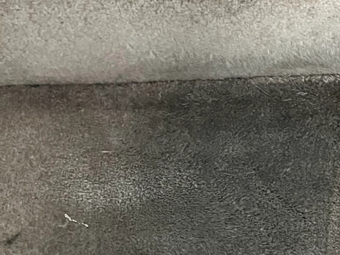 Carpeted stairs, soiled treads beside a cleaned pass before cleaning