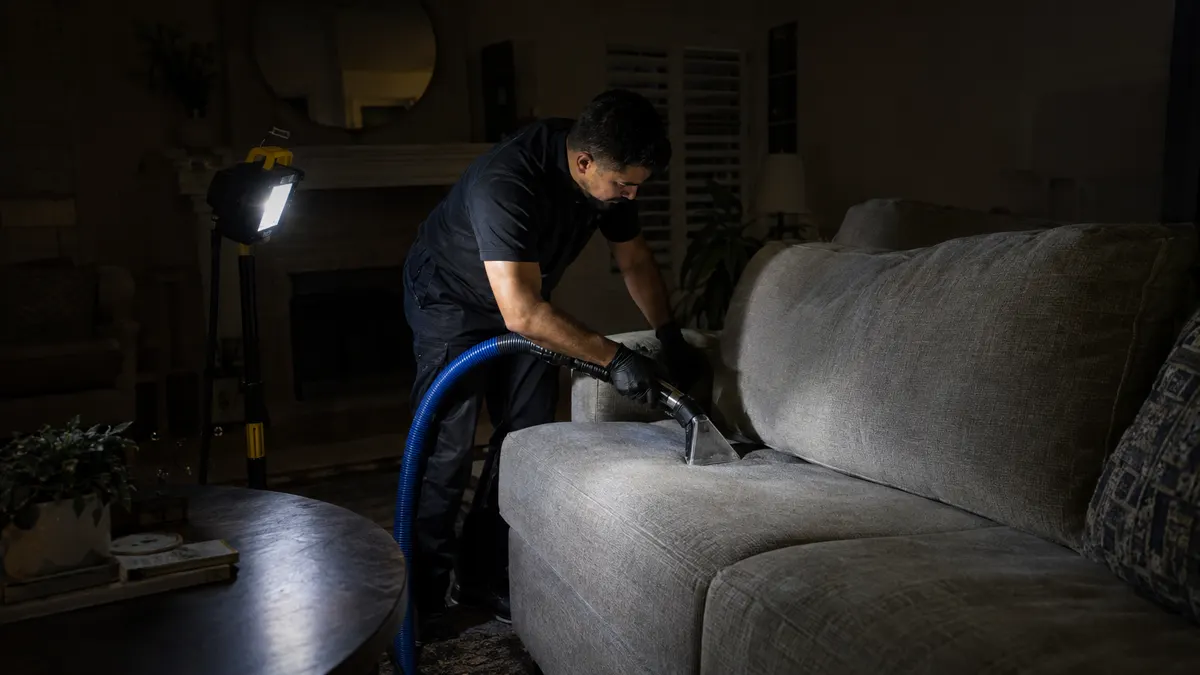 Fabric sectional sofa after upholstery cleaning