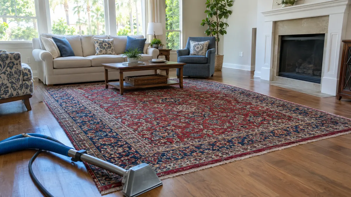 Oriental rug rotated and vacuumed with the beater bar off