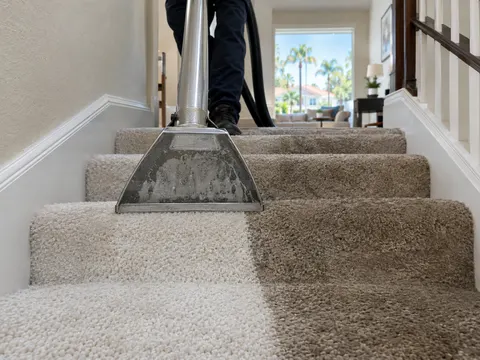 Carpet cleaning inside a Anaheim, California home