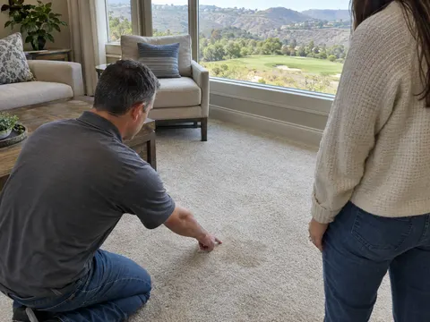 Carpet cleaning inside a Dove Canyon, California home