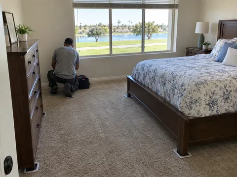 Carpet cleaning inside a Fountain Valley, California home