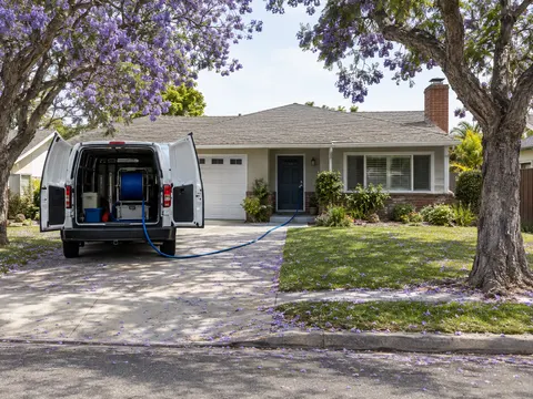 Carpet cleaning inside a Garden Grove, California home