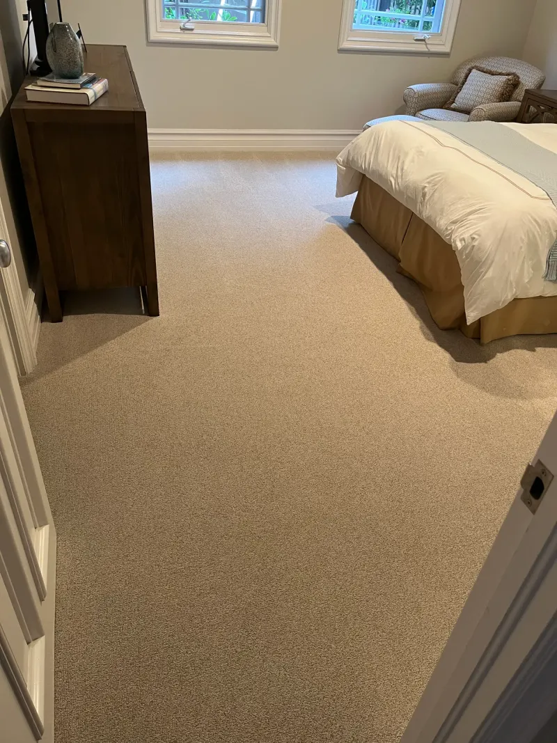Bedroom carpet cleaned in an Orange County home
