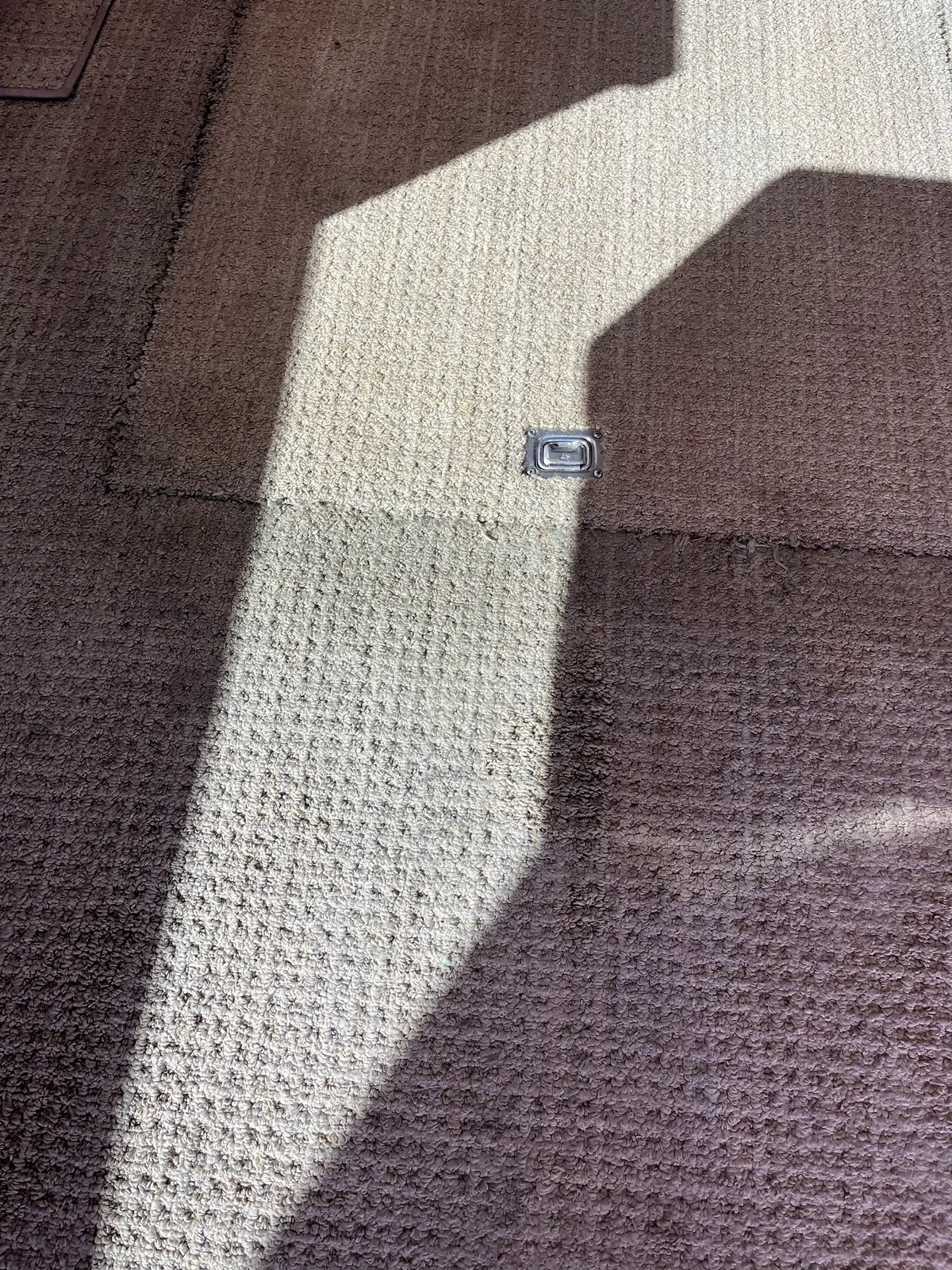 Sunlight on the carpet inside a motorhome