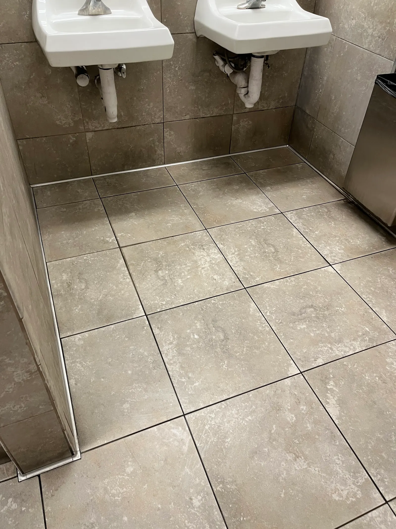Clean tile floor in a restroom