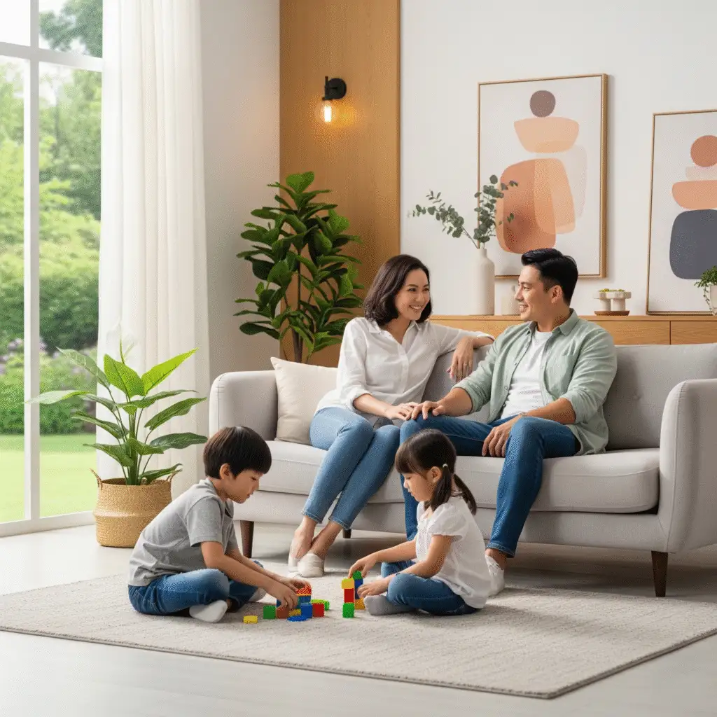 Happy family enjoying fresh AIR