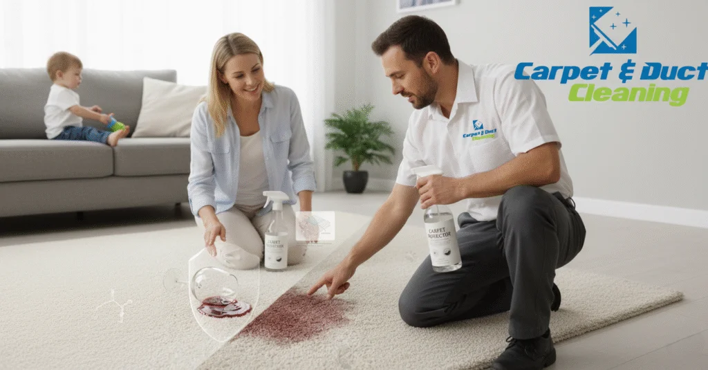 carpet-cleaning-technician-explaining-stain-prevention-benefits-to-a-homeowner
