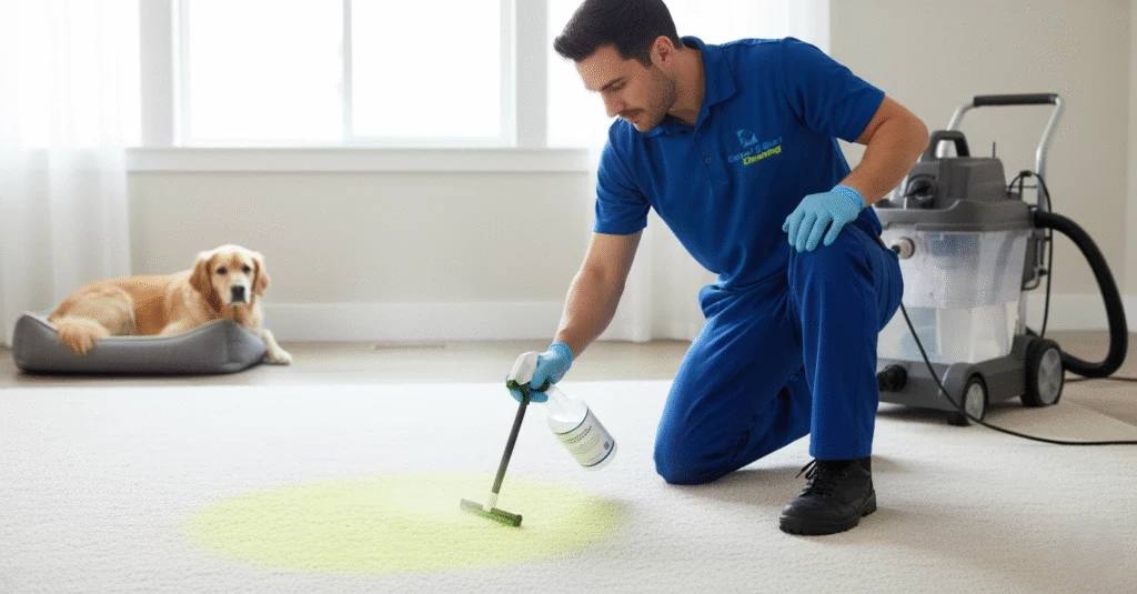cleaner-treating-pet-urine-stains-on-carpet-