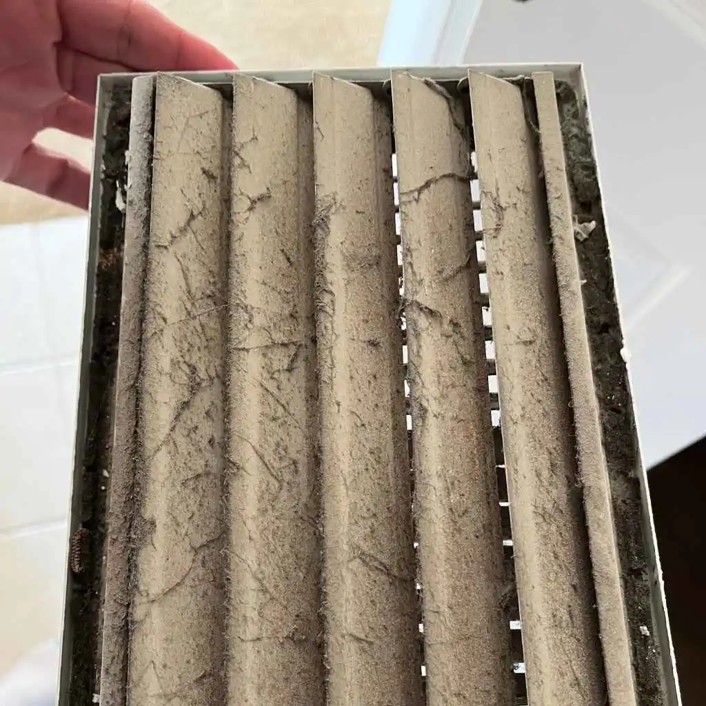 dusty air vent before cleaning