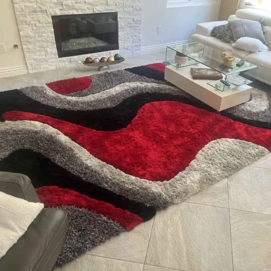 restored rug placed in a living room